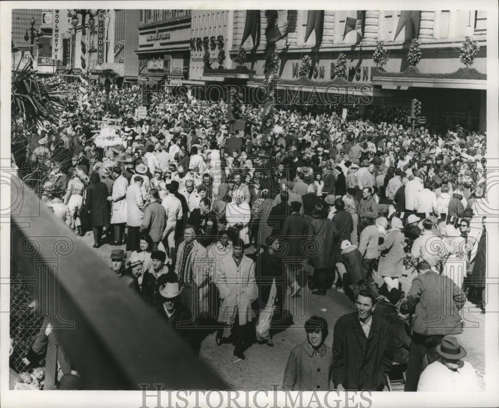 1967 Carnival Crowd Spotted at Canal St. for Mardi Gras, New Orleans - Historic Images