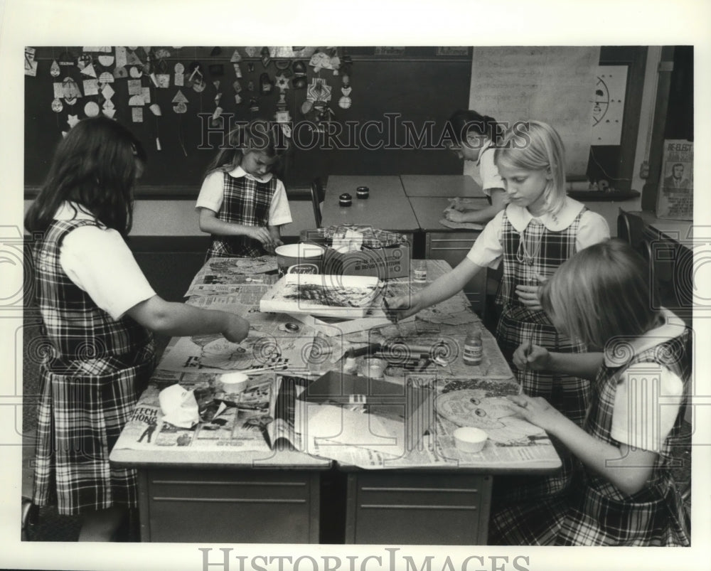 School Girls Decorating Carnival Masks in Jefferson Parish - Historic Images