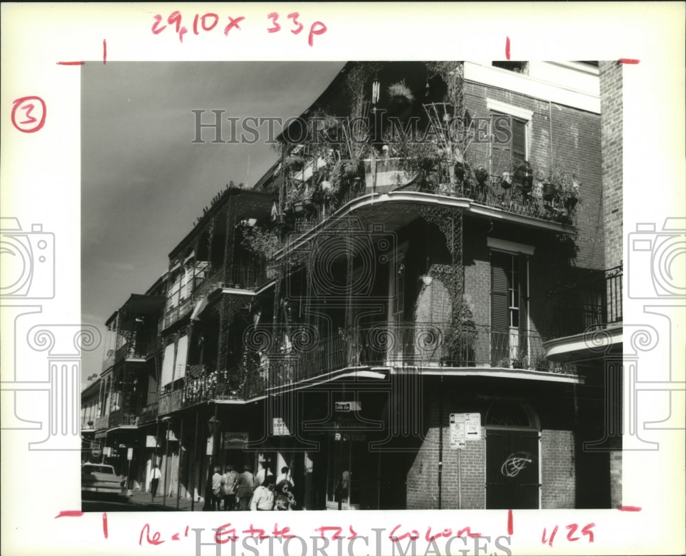 1994 Decorated Balcony for Mardi Gras on St. Peter St. New Orleans - Historic Images