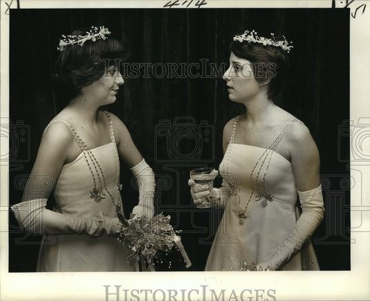 1980 Carnival Ball Maids Louise Dabezies and Bridget Briede. - Historic Images