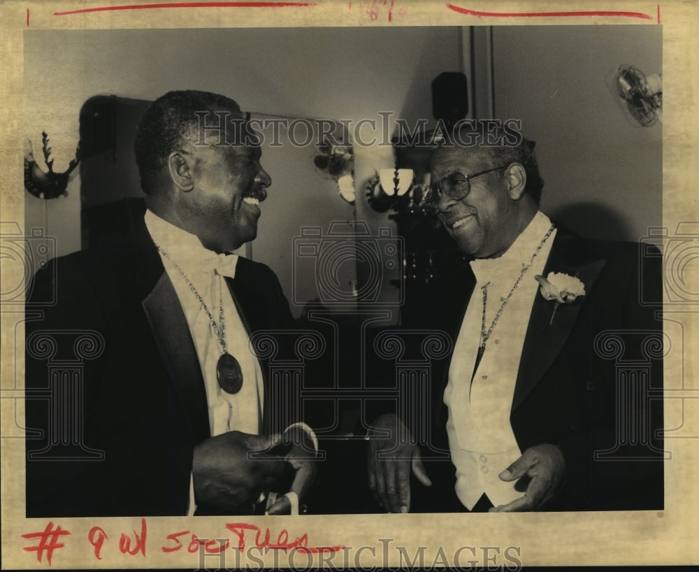 1992 Aaron X. Gilyard and H. Kenneth Johnston at Mardi Gras - Historic Images