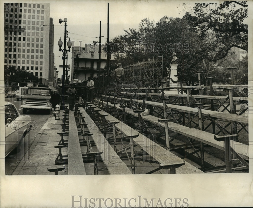 1972 Carnival stands ready and waiting for Mardi Gras Parades. - Historic Images