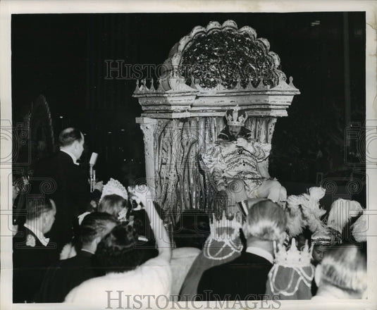 1959 King of Babylon Waves to Carnival Goers from Float, Mardi Gras - Historic Images