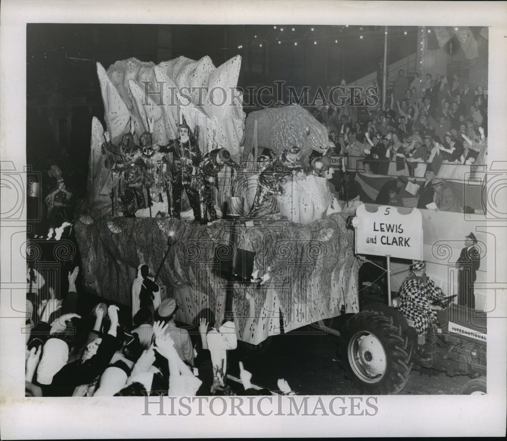 1957 Lewis and Clark Theme Babylon Float at Mardi Gras, New Orleans - Historic Images