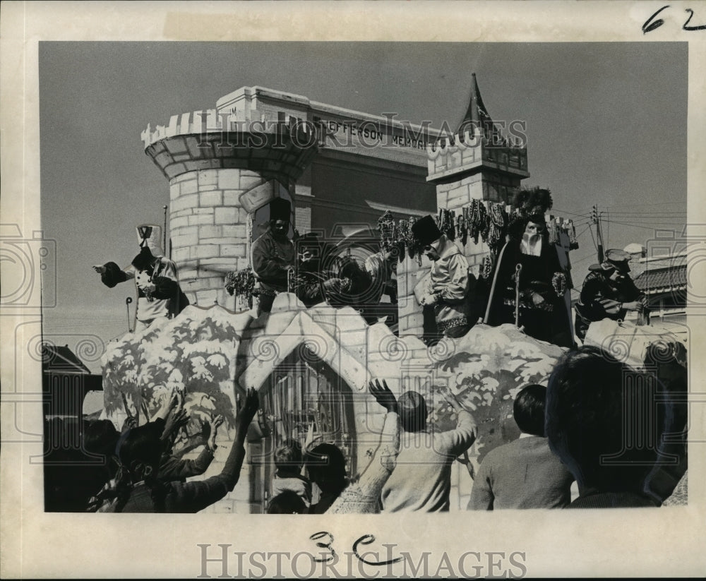 1971 Costumed Merrymakers Aboard one of the Floats at Mardi Gras - Historic Images