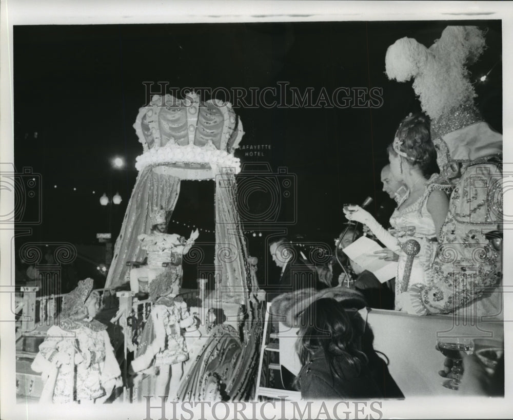 1972 King Toasts Queen in Knights of Babylon Parade at Carnival - Historic Images