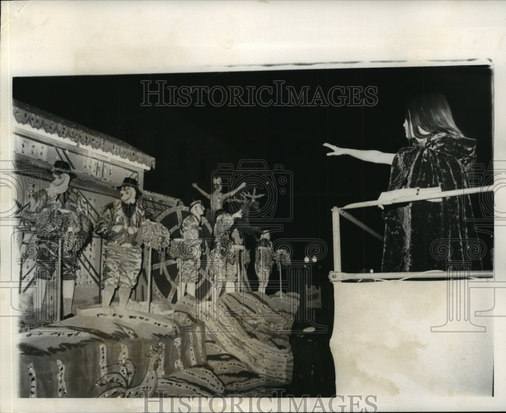 1972 Girl Reaches for Babylon Float at Mardi Gras Parade  - Historic Images