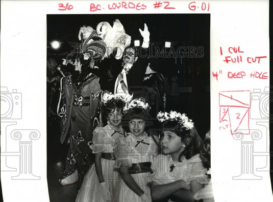 1987 Ladies in Waiting to the Queen of Lourdes, Mardi Gras, New Or. - Historic Images