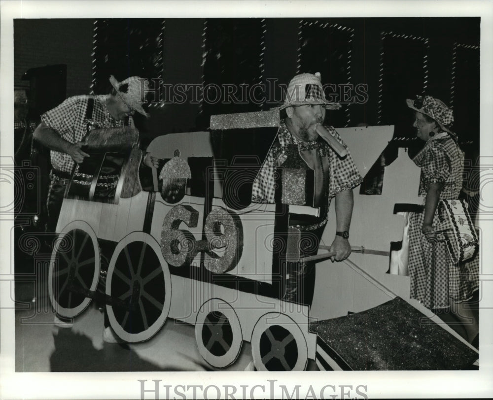 1969 Train Skit at Krewe de la Boutte Dominique Ball, Mardi Gras - Historic Images