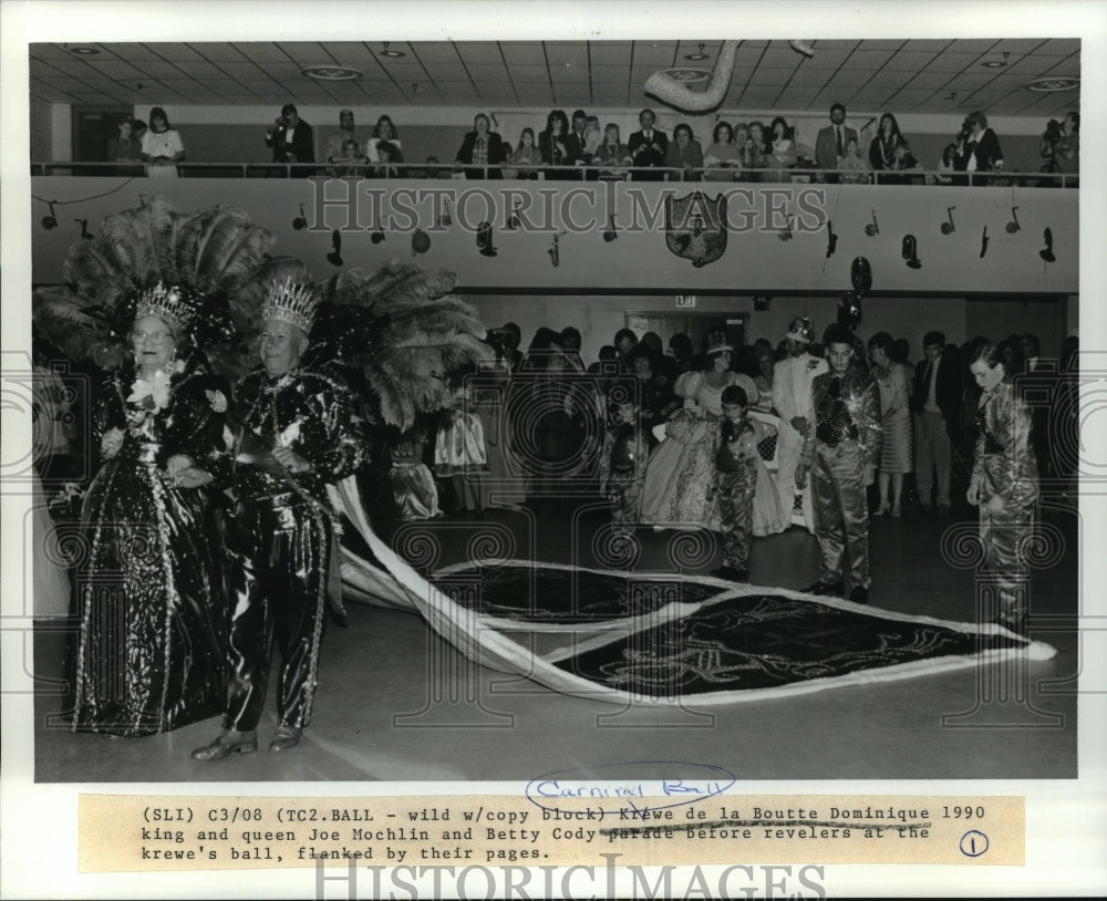 1990 King and Queen of Krewe de la Boutte Dominique, Mardi Gras - Historic Images