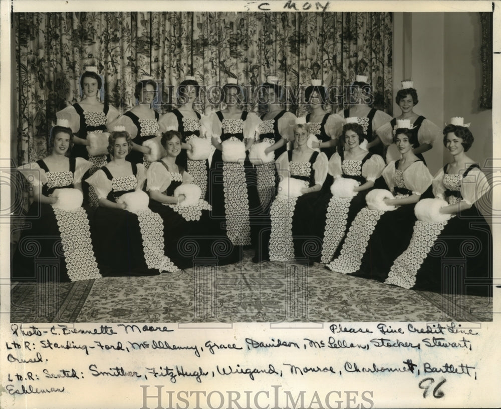 1962 Queen&#39;s maids of the Apollo ball in costumes worn at the ball - Historic Images