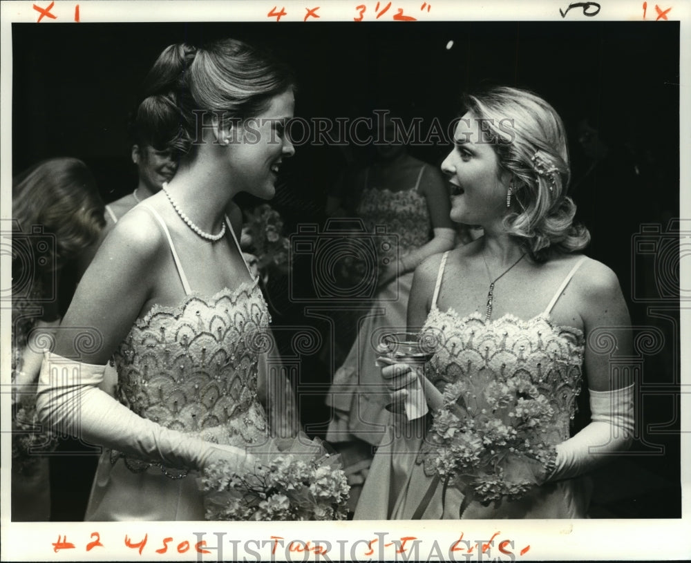 1980 Two Athenian Maids Talk at Ball, Mardi Gras, New Orleans - Historic Images