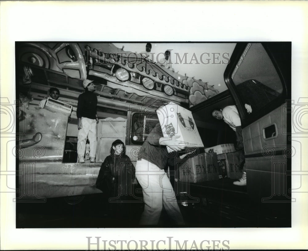 1990 Float Riders of Centurians Parade Unload Due to Postponement - Historic Images