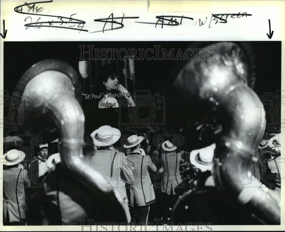 1990 St. Paul&#39;s Marching Wolves March at Caesar Parade Mardi Gras - Historic Images