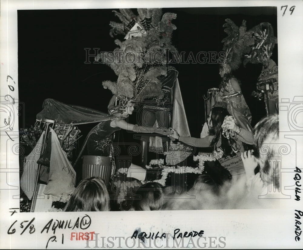 1977 Maid&#39;s Cape Gets Stuck While on Aquila Float, Mardi Gras, LA - Historic Images