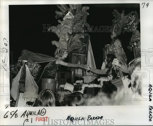 1977 Maid's Cape Gets Stuck While on Aquila Float, Mardi Gras, LA - Historic Images