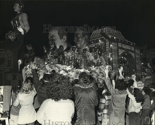 1980 Crowd Gathers Around Aquila Float at Mardi Gras, New Orleans - Historic Images