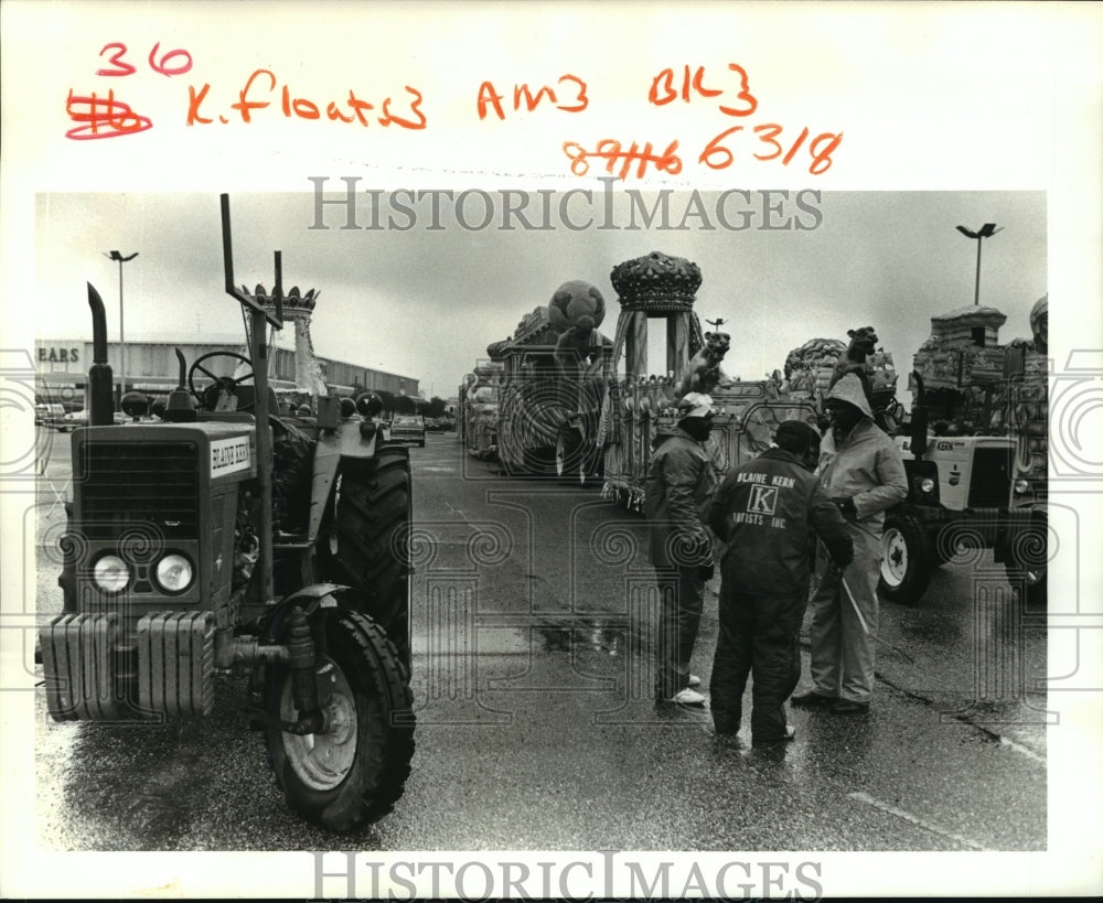 1988 Atlas Float Drivers Wait for Escort at mardi Gras, New Orleans - Historic Images