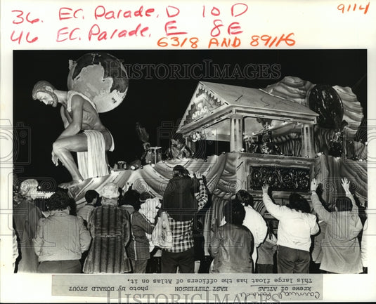 1988 Atlas Themed Float for Krewe of Atlas, Mardi Gras, New Orleans - Historic Images