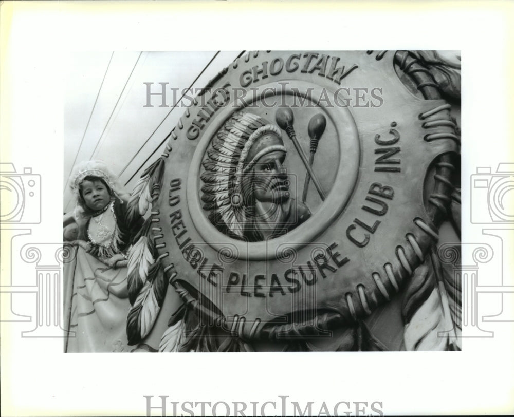 1994 Young Riders on Choctow Parade&#39;s Chief&#39;s Float at Carnival - Historic Images