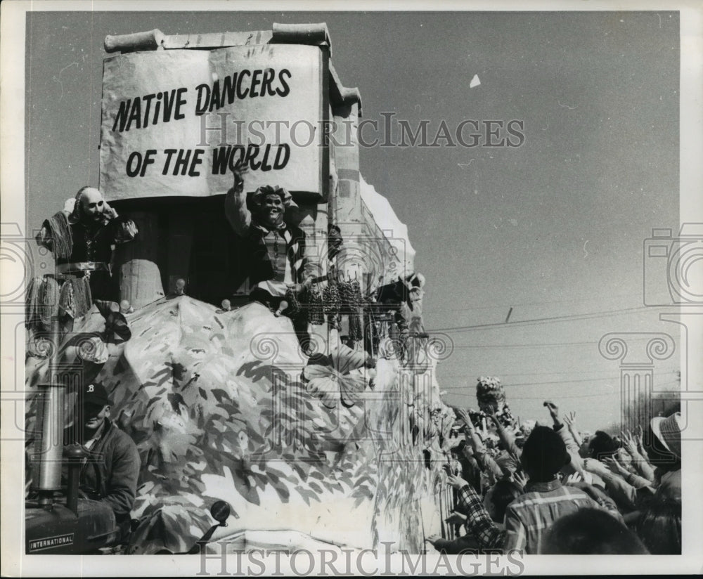 1969 Native of Dancers of the World Float in Krewe of Arabia Parade - Historic Images