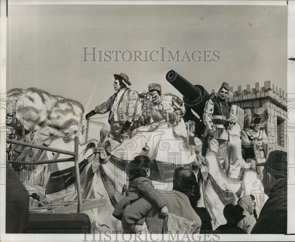 1967 Cannon on Float at Krewe of Arabi Parade in New Orleans - Historic Images