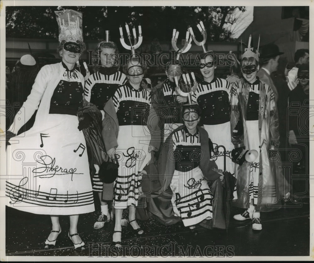 1955 Maskers in Musical Liberace Costumes at Mardi Gras, New Orleans - Historic Images