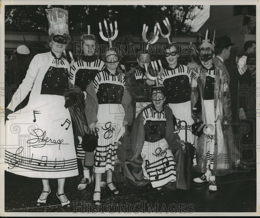1955 Maskers in Musical Liberace Costumes at Mardi Gras, New Orleans - Historic Images