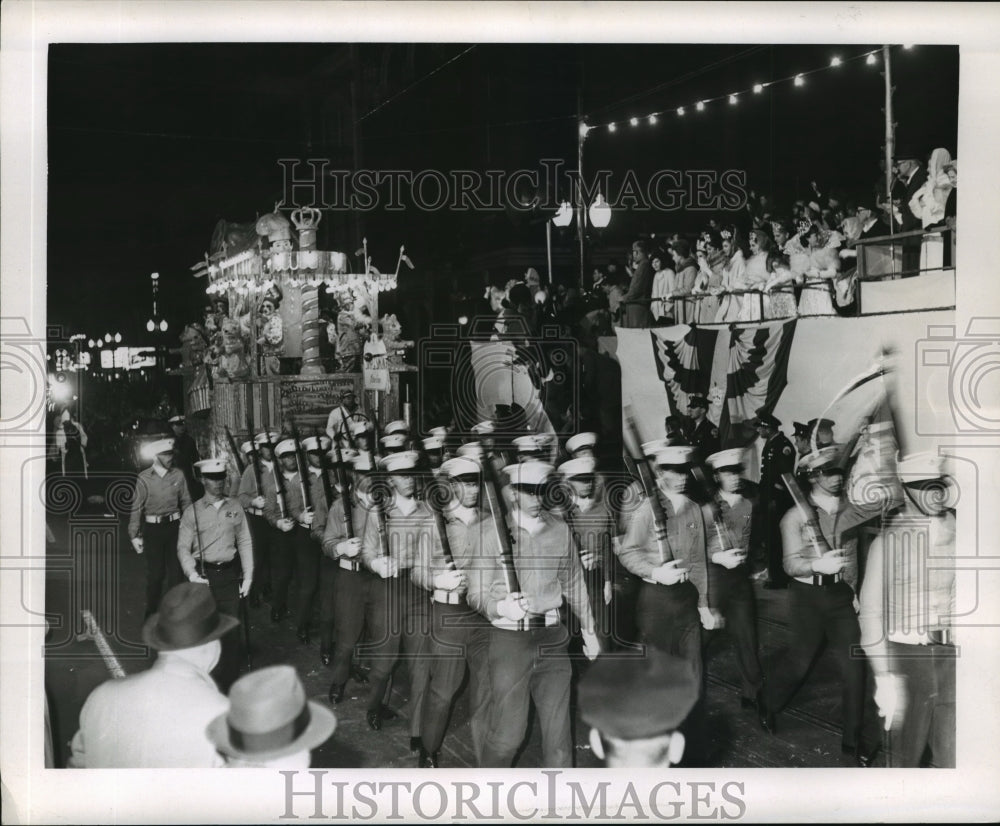 1965 Uniformed Riflemen in Knights of Babylon Parade in New Orleans - Historic Images