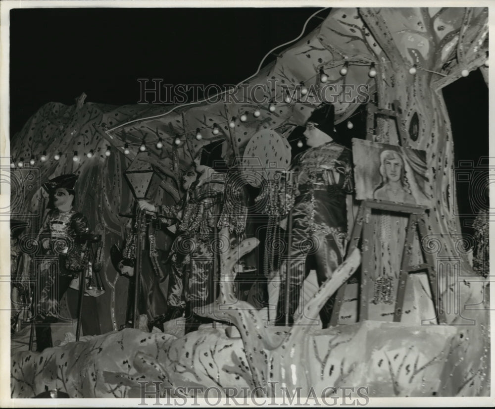 1964 Close Up View of Maskers and Float of Knights of Babylon Parade - Historic Images