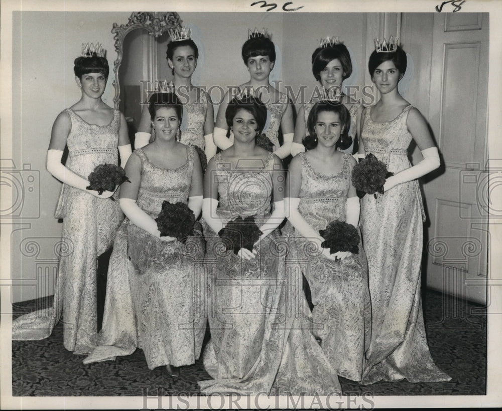 1968 Carnival Ball Ladies Among Queens attendants at Athenians Ball. - Historic Images