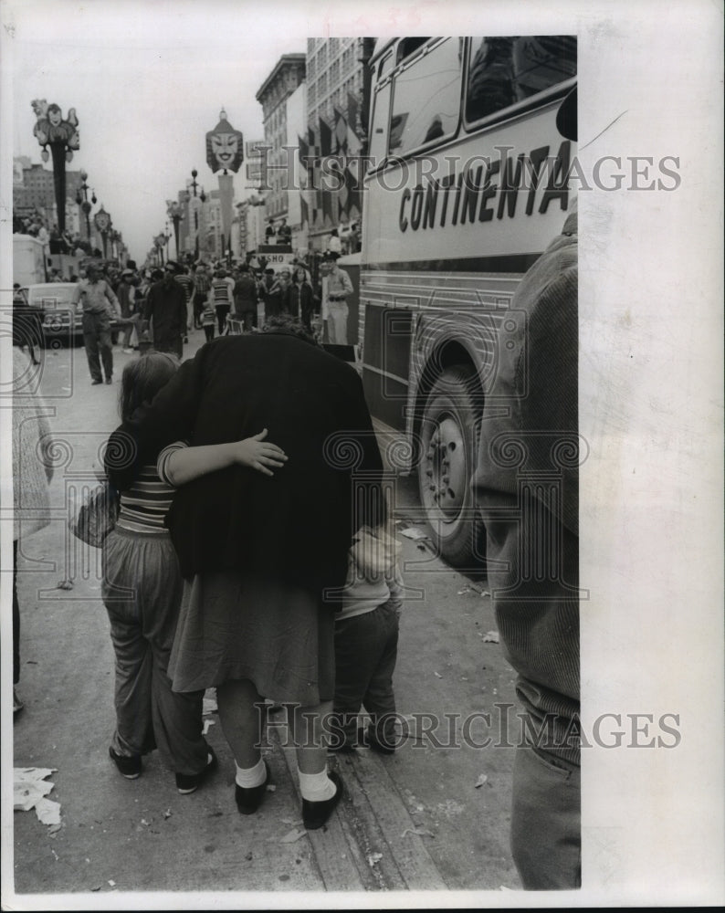 1967 Mother Reunited with Child at Carnival Bus for Lost Children - Historic Images