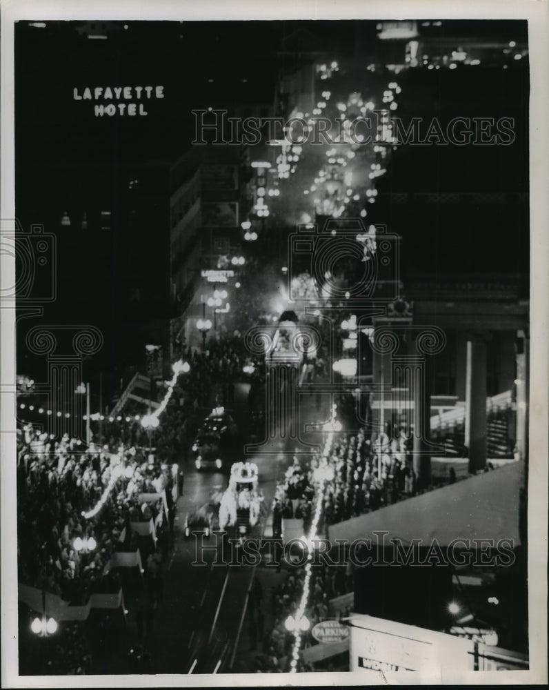 1963 Aerial View of the Carnival Parade at Mardi Gras, New Orleans - Historic Images