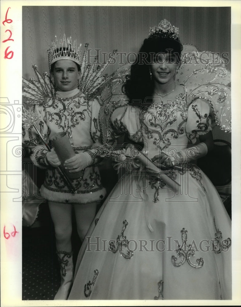 1989 Mardi Gras Akakos Kid&#39;s Krewe Ball King Griffith &amp; Queen Stumpf - Historic Images