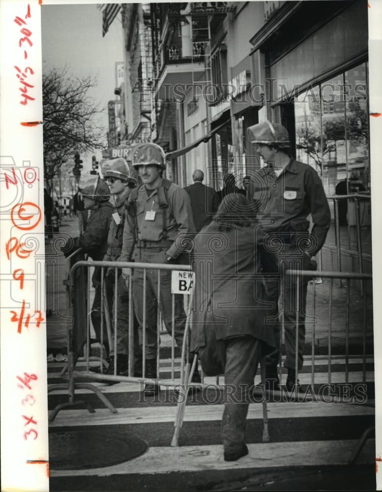 1980 Beggar Approaches Guardsmen on Canal Street in New Orleans - Historic Images