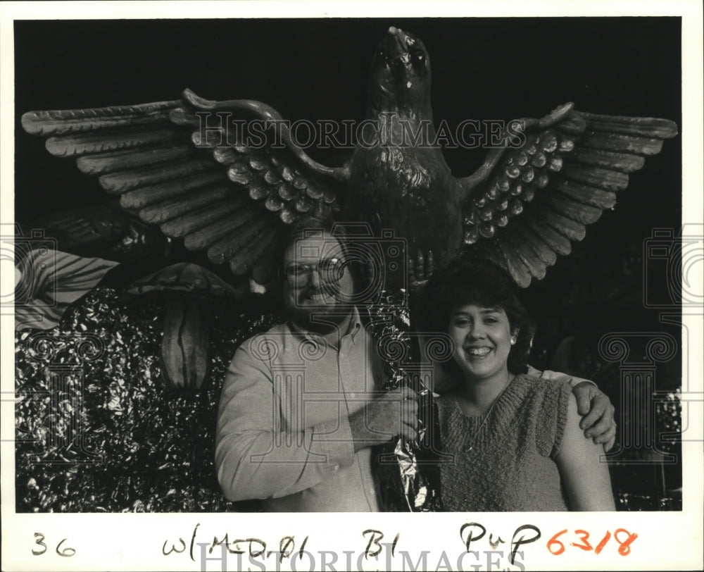 1987 Mark and Janine Albright by Krewe of Mid City Carnival Float - Historic Images