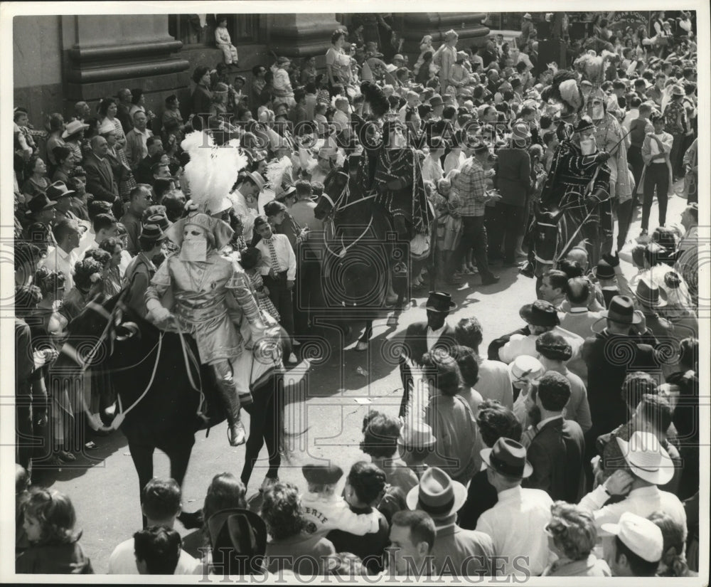 1961 Carnival Parade Parade officials on horseback.  - Historic Images