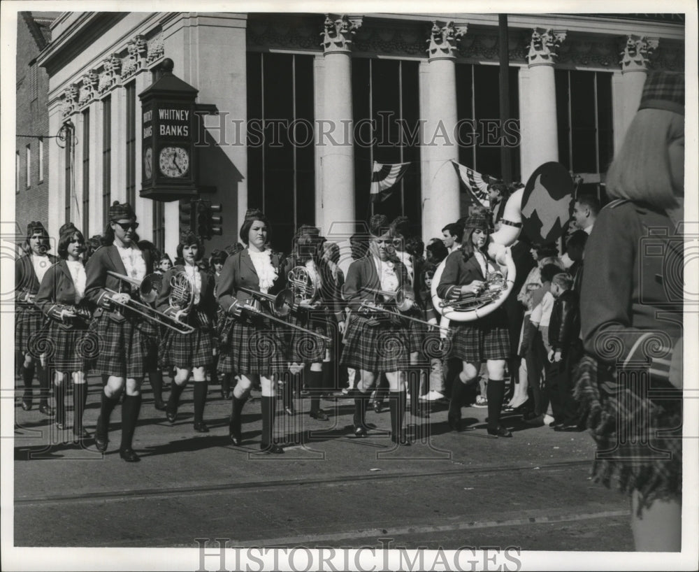 1967 River Dale High School Band at Carrollton Parade Mardi Gras - Historic Images