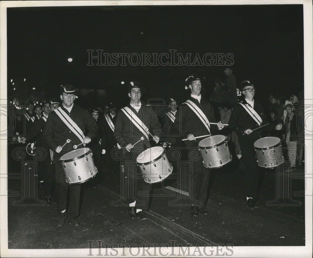 1961 Crescent Rebels Drum Bugle Corps At Babylon Parade Mardi Gras - Historic Images