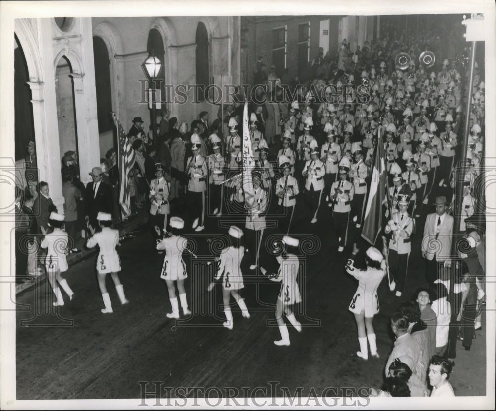 1961 Marching Band Getting Jazzed Up Hermes Parade Mardi Gras - Historic Images