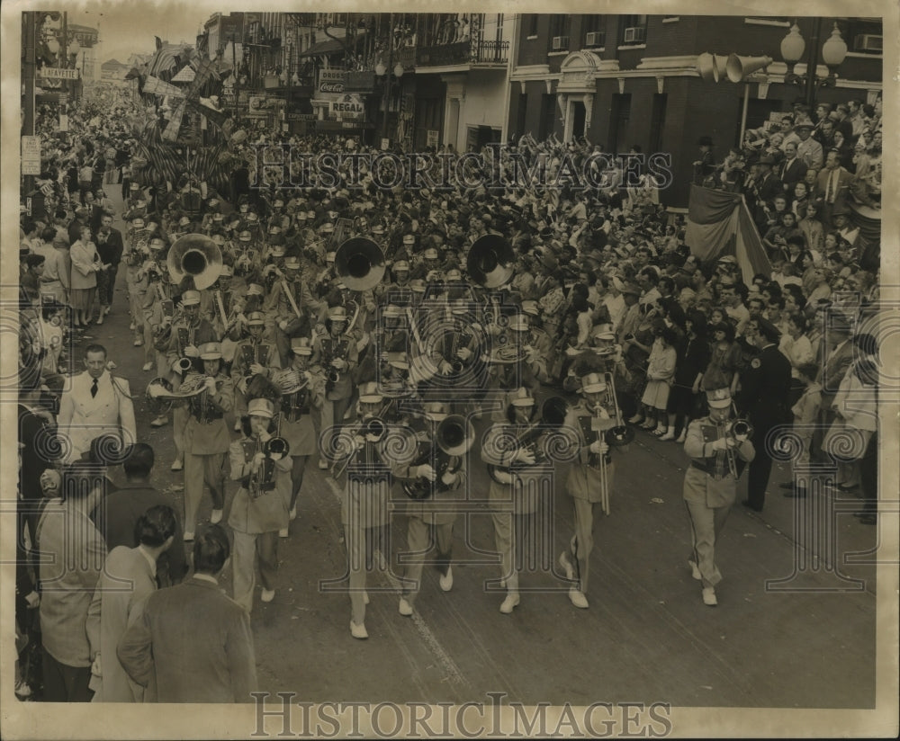 1956 Trumpet Players March By City Hall Rex Parade New Orleans - Historic Images