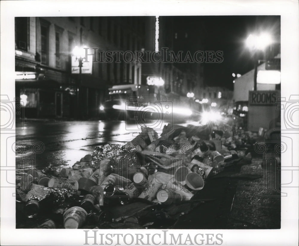 1966 Carnival Trash on Side of New Orleans Street from Mardi Gras - Historic Images