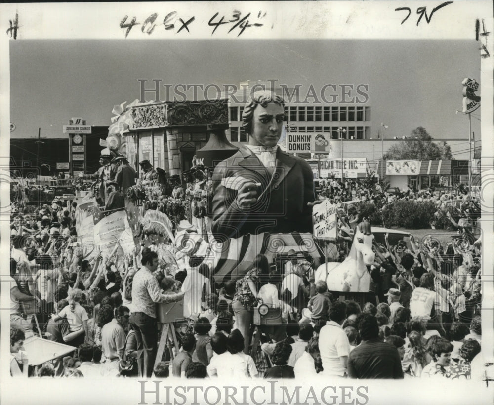 1975 Thomas Jefferson Float in Krewe of Argus Parade at Mardi Gras - Historic Images