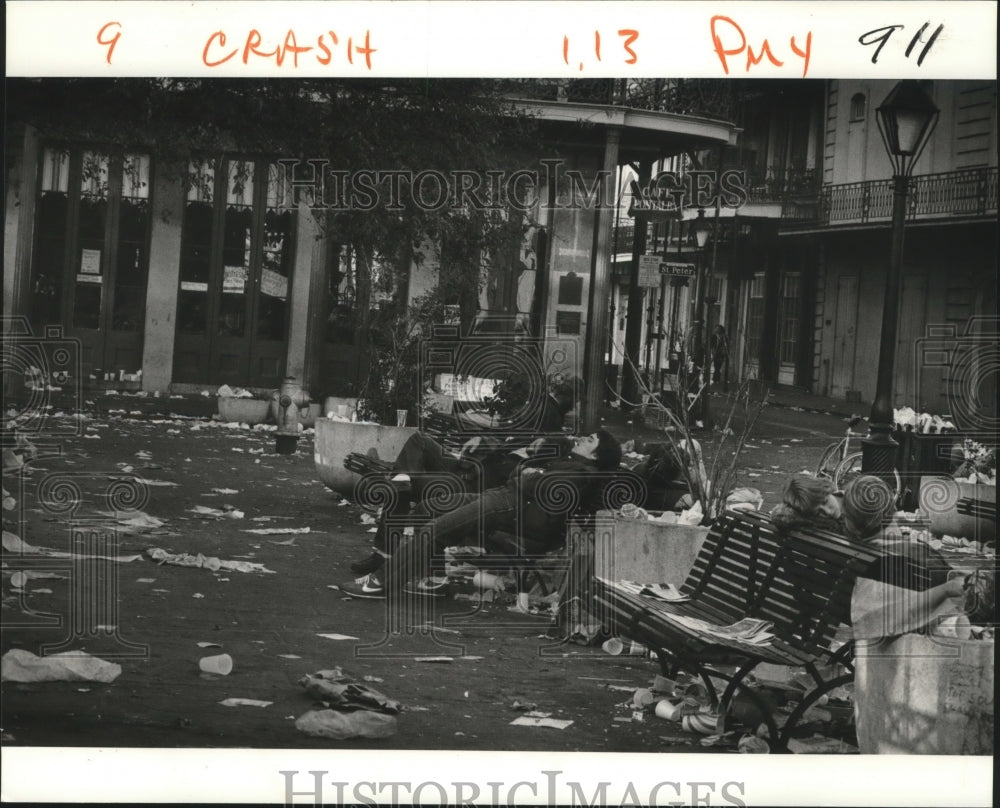 1982 Revelers Crash at Jackson Square on Ash Wednesday New Orleans - Historic Images