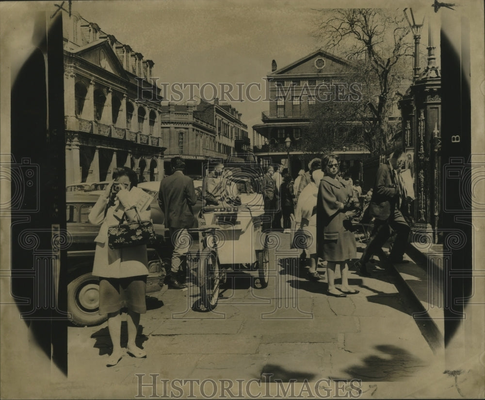 1962 Jackson Square New Orleans with Visitors Day Before Mardi Gras - Historic Images