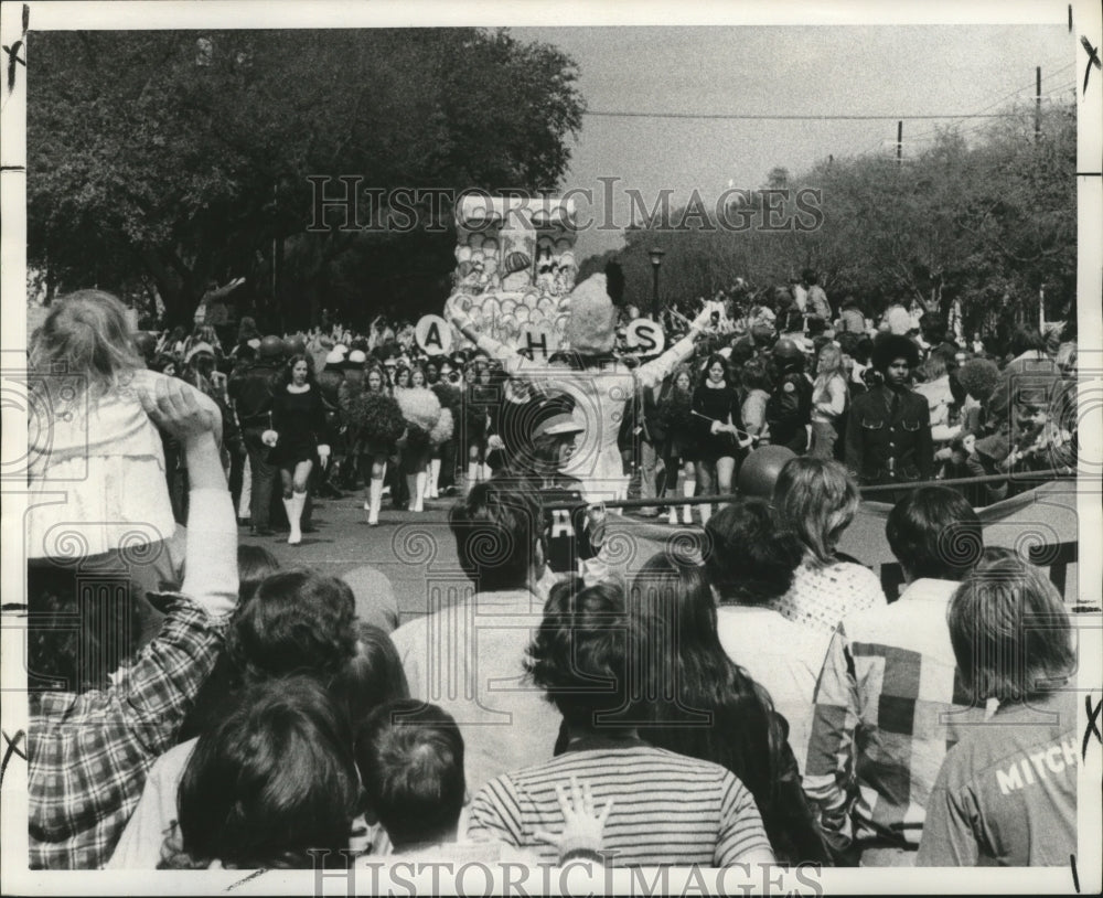 1974 Carnival Parade Marching band in Iris Parade.  - Historic Images