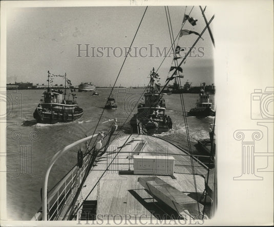1953 Good Neighbor Boat & Tugs in River Parade at Mardi Gras - Historic Images