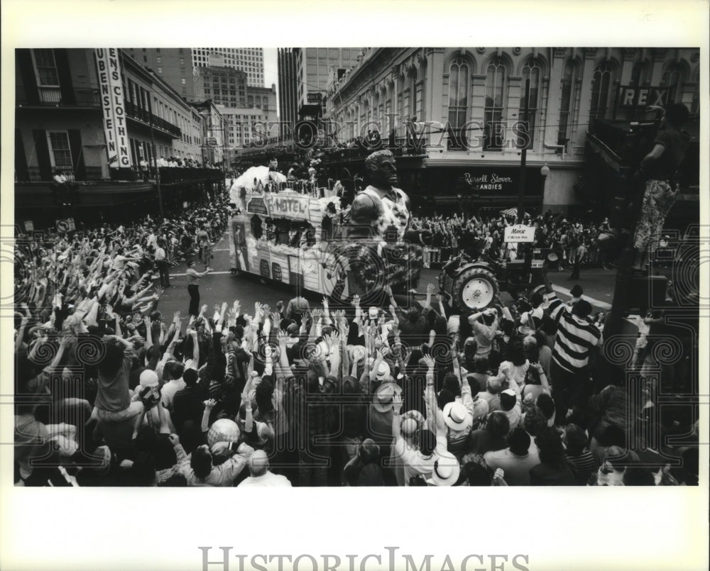 1990 Crowd Watches Float From Krewe of Zulu at Mardi Gras - Historic Images