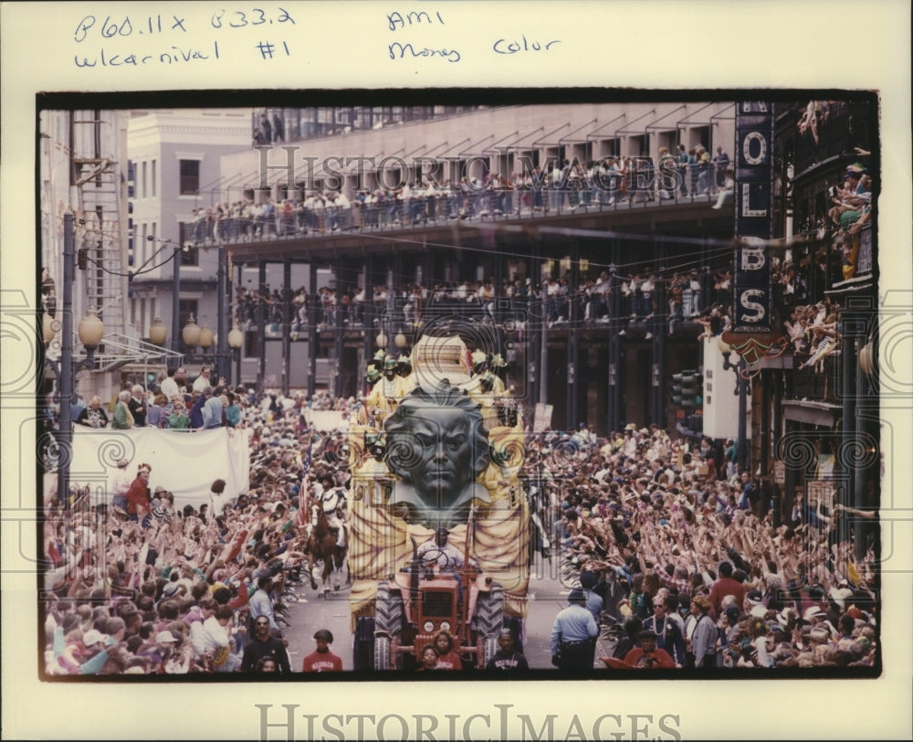 1993 Krewe of Zulu Float in Parade at Carnival in New Orleans - Historic Images