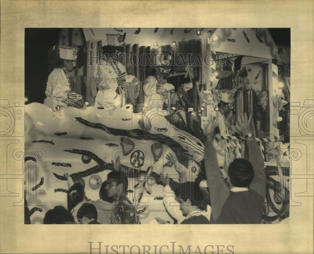 1992 Float Riders in Krewe of Diana Parade at Mardi Gras  - Historic Images